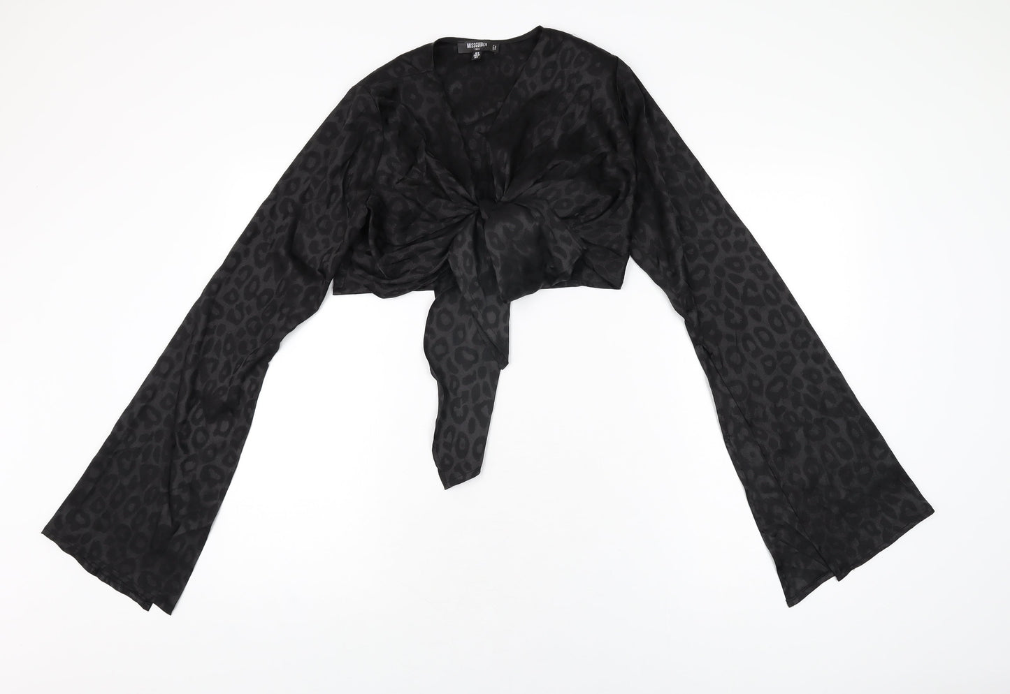 Womens UK Size 8 Missguided Black Cropped T-Shirt