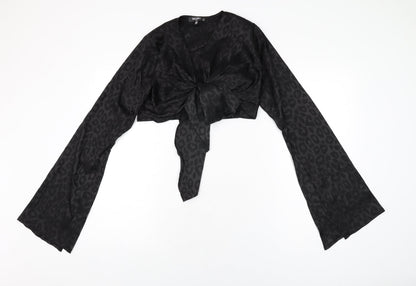 Womens UK Size 8 Missguided Black Cropped T-Shirt