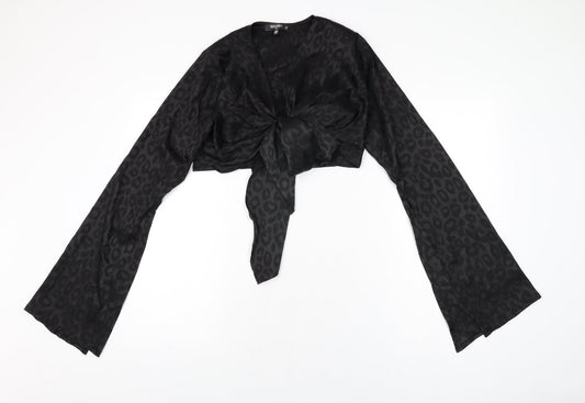 Womens UK Size 8 Missguided Black Cropped T-Shirt
