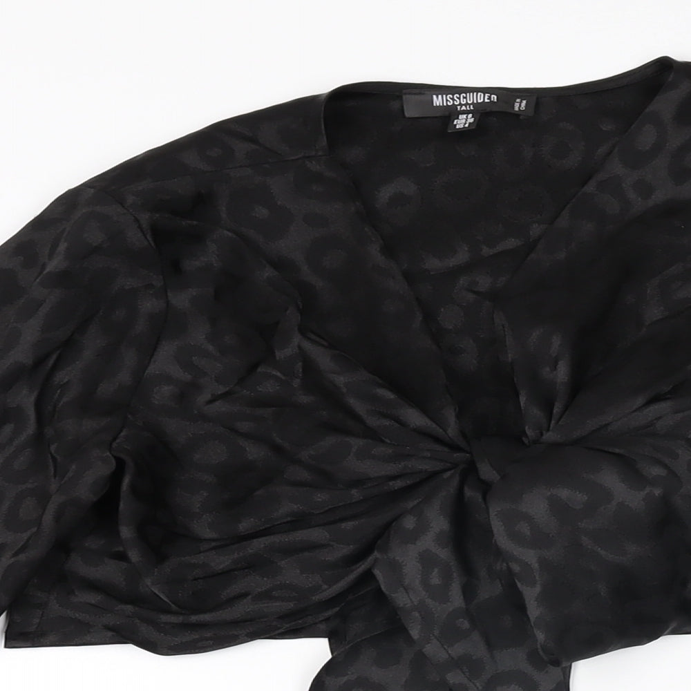 Womens UK Size 8 Missguided Black Cropped T-Shirt
