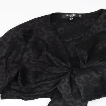 Womens UK Size 8 Missguided Black Cropped T-Shirt