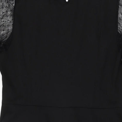 Allegra K Womens Black Polyester Skater Dress Size L Collared Zip