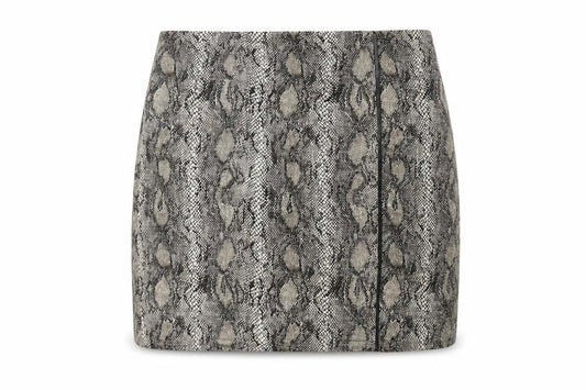 Festa Womens Grey Animal Print Cotton Mini Skirt Size 18 Zip - Snake Print