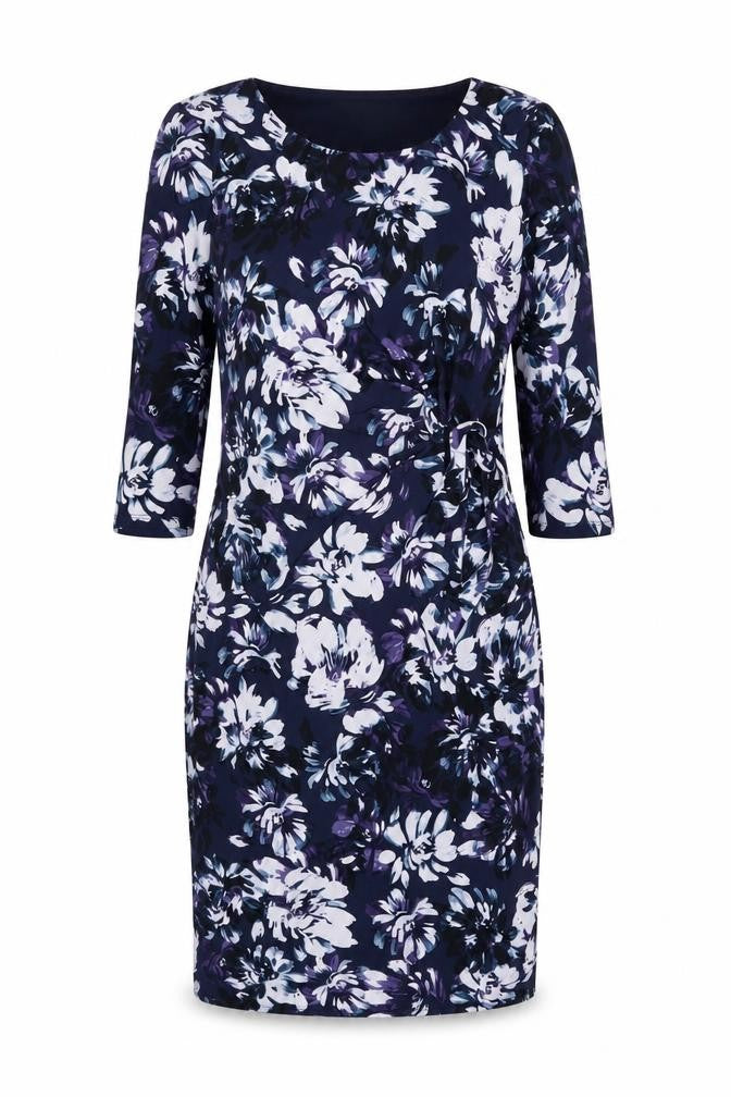 Kaliko Womens Blue Floral Polyester Bodycon Size 10 Round Neck Pullover