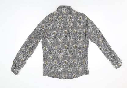 H&M Mens Multicoloured Geometric Lyocell Button-Up Size M Collared Button