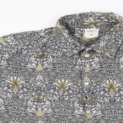 H&M Mens Multicoloured Geometric Lyocell Button-Up Size M Collared Button