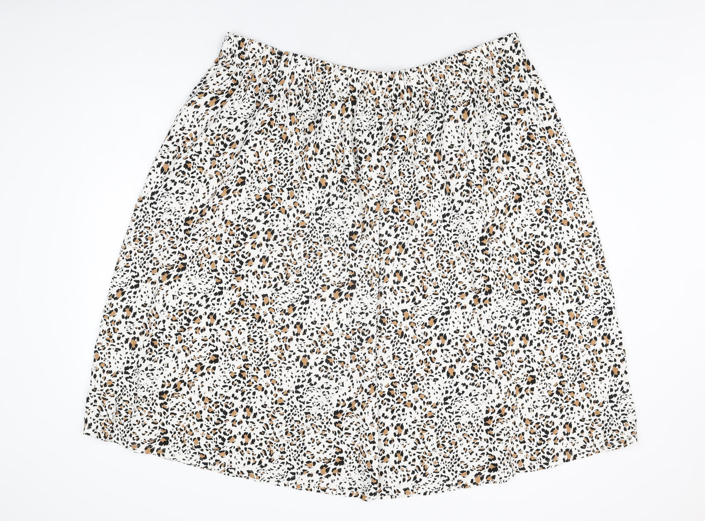 Marks and Spencer Womens White Geometric Viscose Swing Skirt Size 24