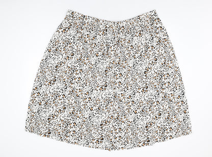 Marks and Spencer Womens White Geometric Viscose Swing Skirt Size 24