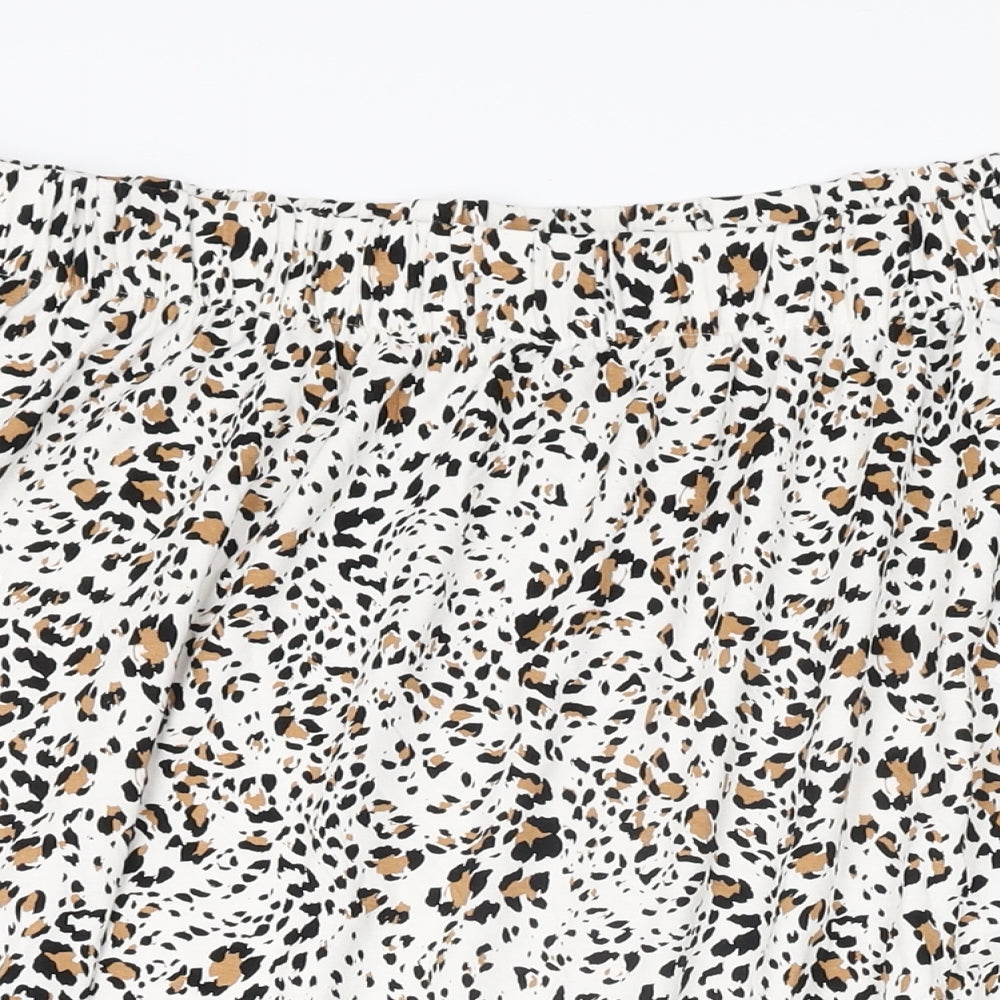 Marks and Spencer Womens White Geometric Viscose Swing Skirt Size 24