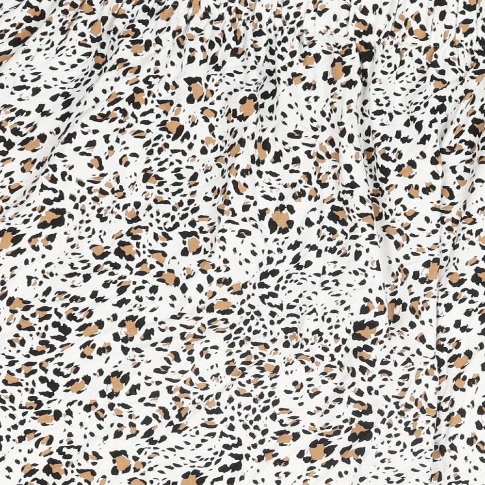 Marks and Spencer Womens White Geometric Viscose Swing Skirt Size 24