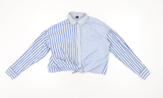 Womens UK Size 8 H&M Blue Basic Button-Up