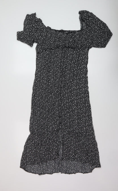 Dorothy Perkins Womens Black Geometric Viscose A-Line Size 14 Square Neck Pullover