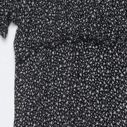 Dorothy Perkins Womens Black Geometric Viscose A-Line Size 14 Square Neck Pullover