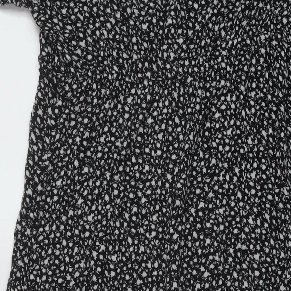 Dorothy Perkins Womens Black Geometric Viscose A-Line Size 14 Square Neck Pullover