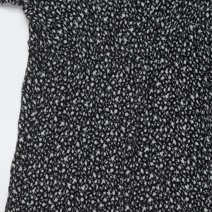 Dorothy Perkins Womens Black Geometric Viscose A-Line Size 14 Square Neck Pullover