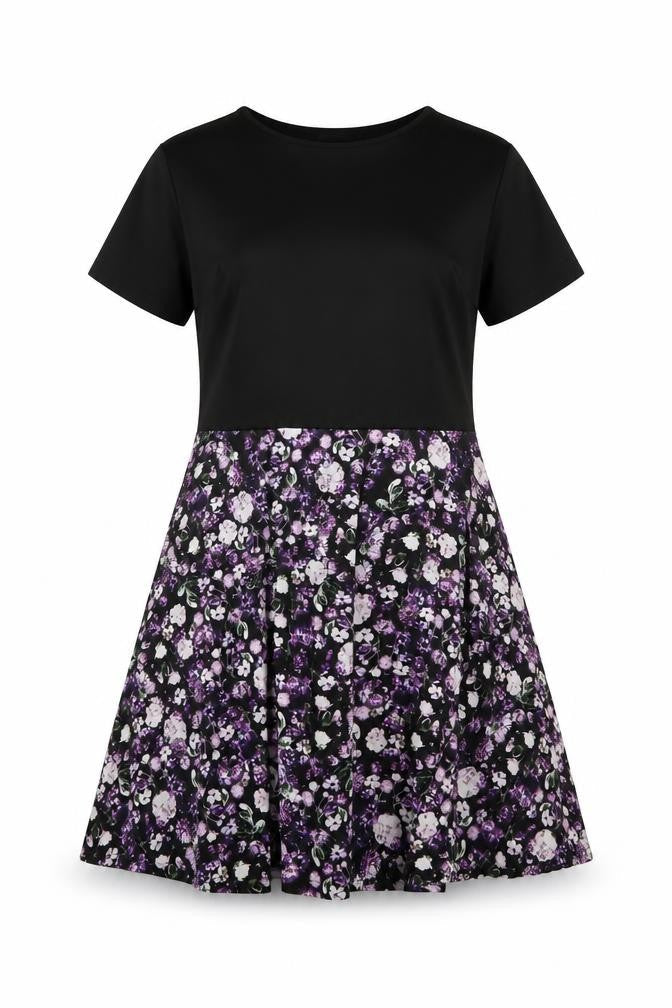 Want That Trend Womens Black Floral Polyester A-Line Size 18 Round Neck Pullover