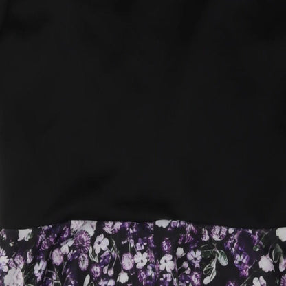 Want That Trend Womens Black Floral Polyester A-Line Size 18 Round Neck Pullover