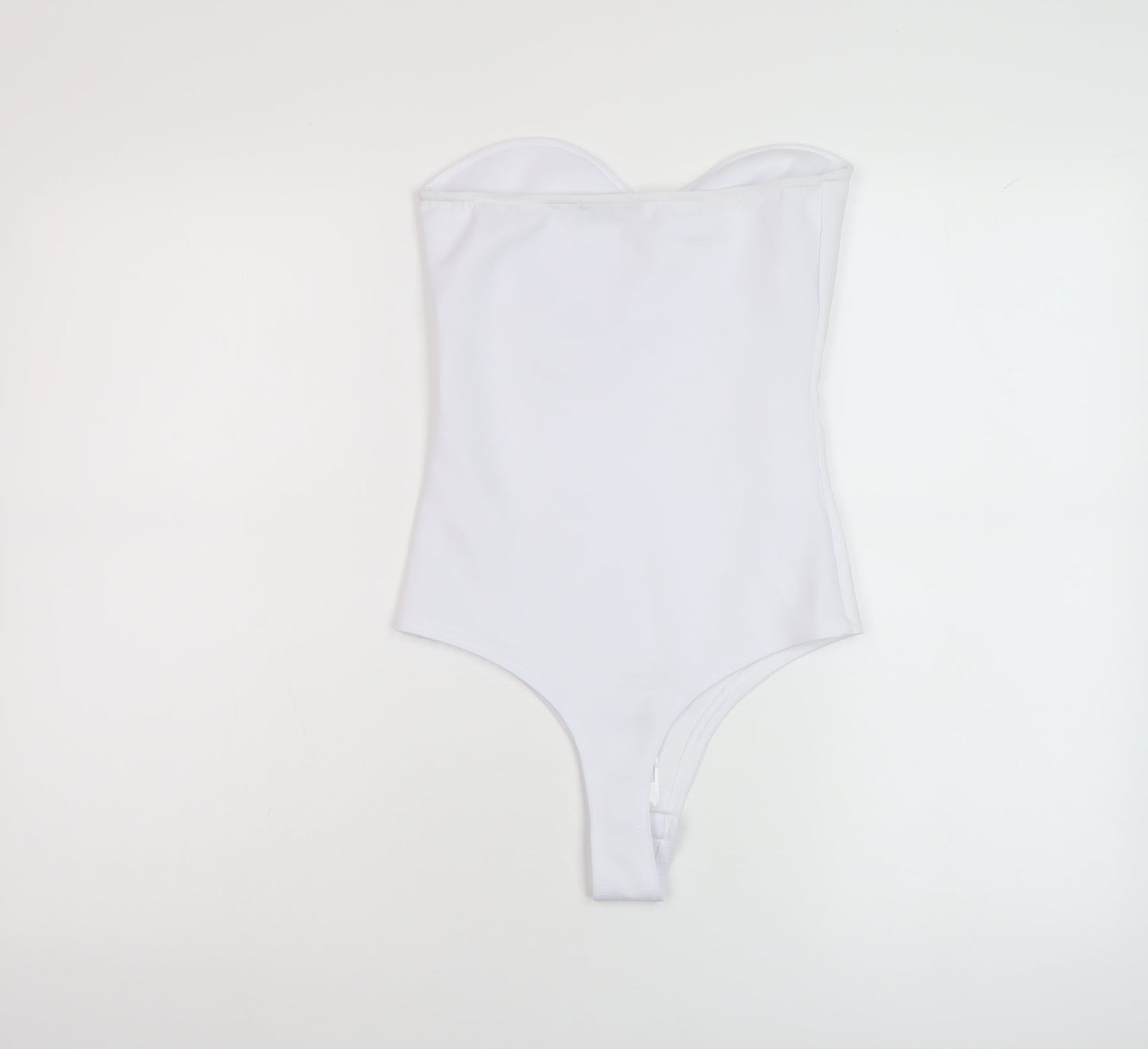 PRETTYLITTLETHING Womens White Polyester Bodysuit One-Piece Size 10 Snap