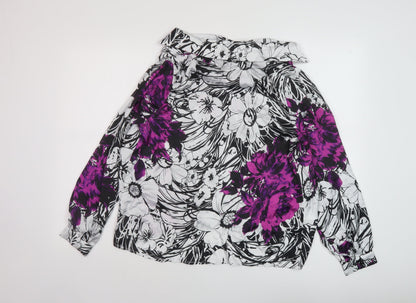 Yare Womens Multicoloured Floral Polyester Basic Blouse Size S Cowl Neck