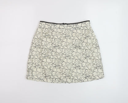 New Look Womens Ivory Cotton Mini Skirt Size 8 Zip