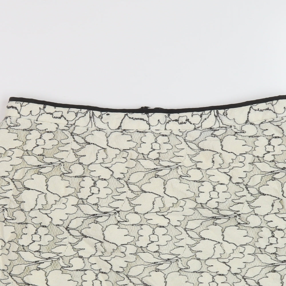 New Look Womens Ivory Cotton Mini Skirt Size 8 Zip