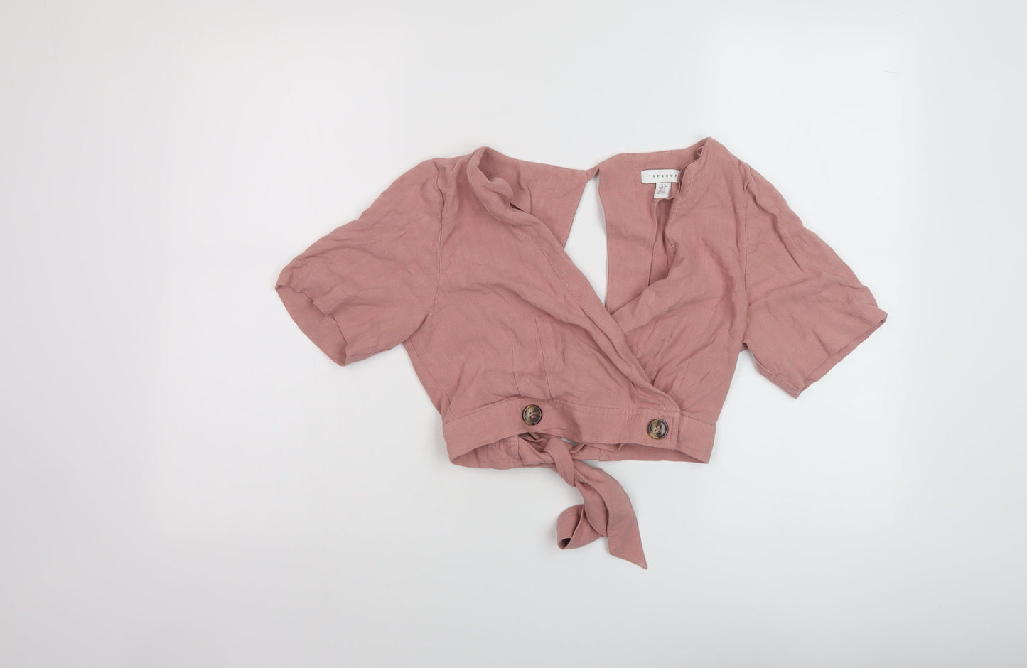 Womens UK Size 8 Topshop Pink Cropped Blouse