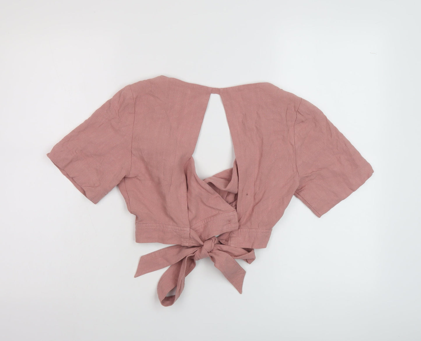 Womens UK Size 8 Topshop Pink Cropped Blouse