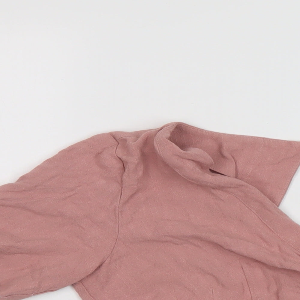 Womens UK Size 8 Topshop Pink Cropped Blouse