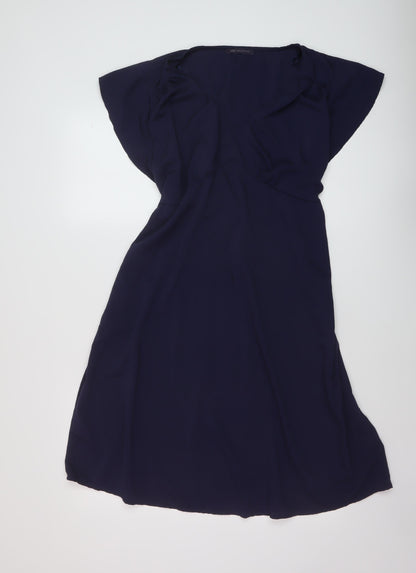 Marks and Spencer Womens Blue Polyester A-Line Size 18 Round Neck Pullover