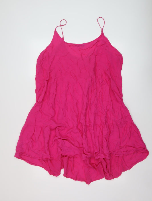 Marks and Spencer Womens Pink Viscose A-Line Size 18 Round Neck Pullover