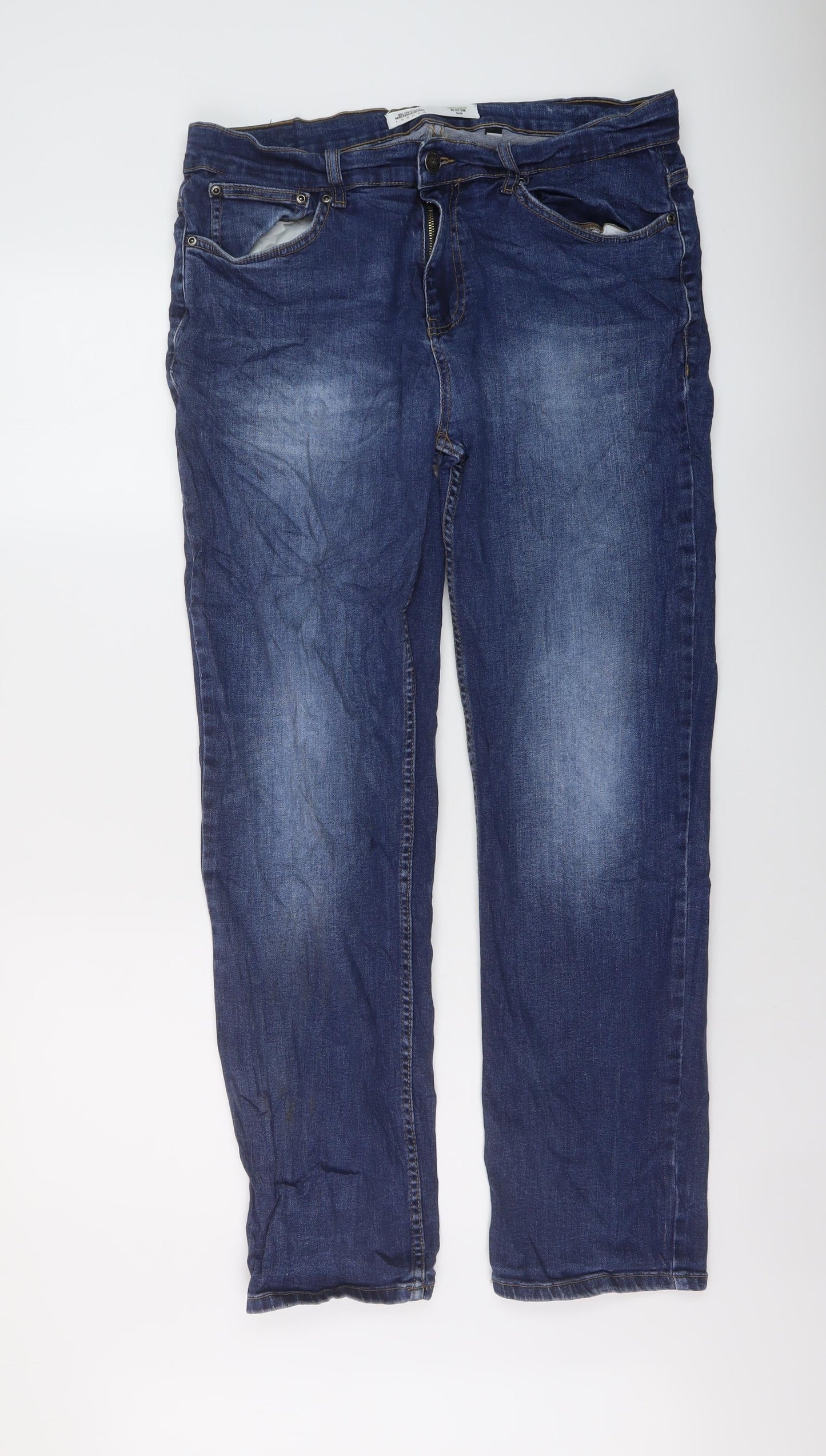 Burton Mens Blue Cotton Straight Jeans Size 34 in L31 in Regular Button