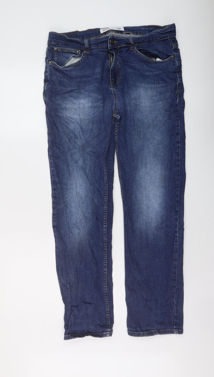 Burton Mens Blue Cotton Straight Jeans Size 34 in L31 in Regular Button