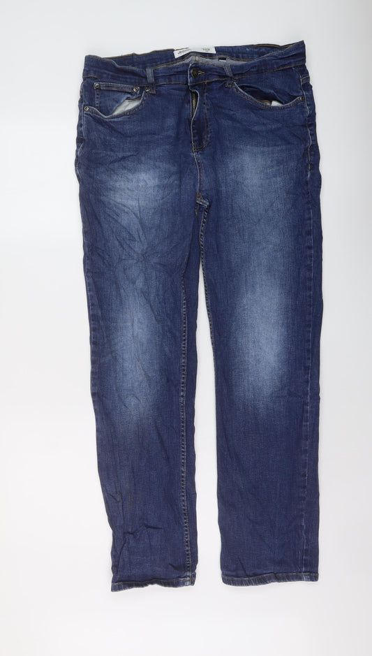 Burton Mens Blue Cotton Straight Jeans Size 34 in L31 in Regular Button