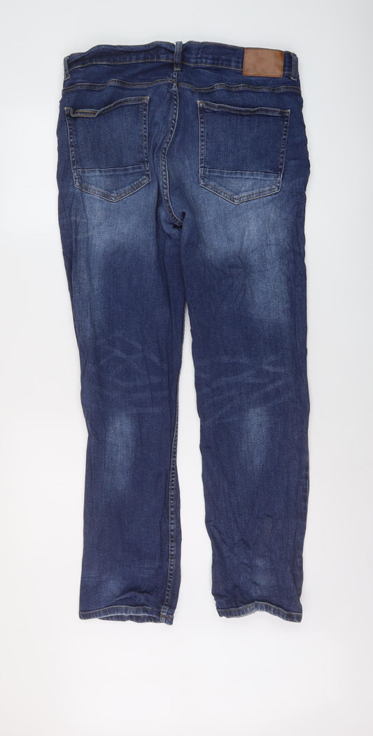Burton Mens Blue Cotton Straight Jeans Size 34 in L31 in Regular Button
