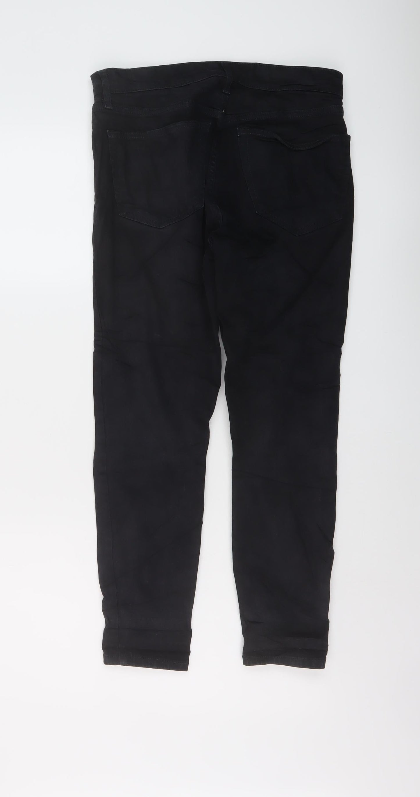 Topshop Womens Black Cotton Skinny Jeans Size 28 in L25 in Regular Button