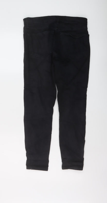 Topshop Womens Black Cotton Skinny Jeans Size 28 in L25 in Regular Button