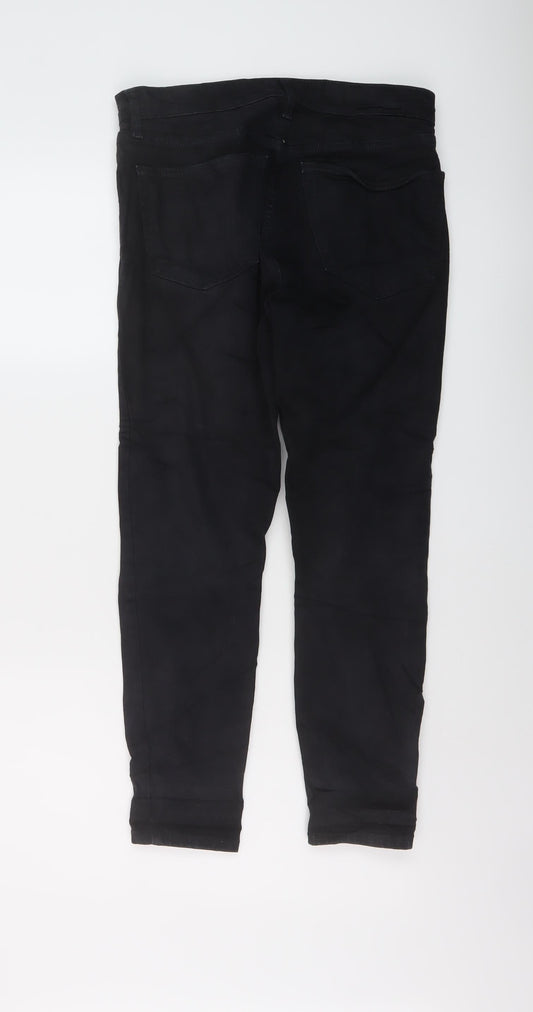 Topshop Womens Black Cotton Skinny Jeans Size 28 in L25 in Regular Button