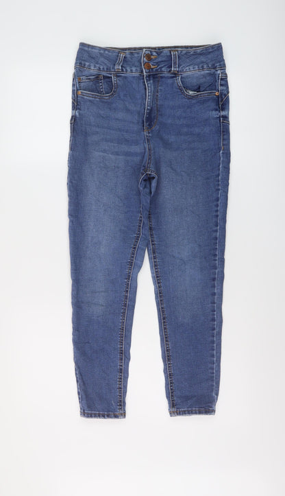 New Look Womens Black Cotton Skinny Jeans Size 12 L25 in Regular Button