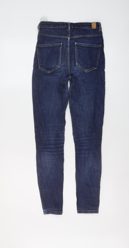 Zara Womens Blue Cotton Skinny Jeans Size 8 L27 in Regular Button