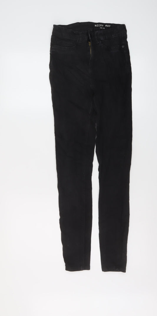 Noisy may Womens Black Cotton Skinny Jeans Size 26 in L30 in Regular Button