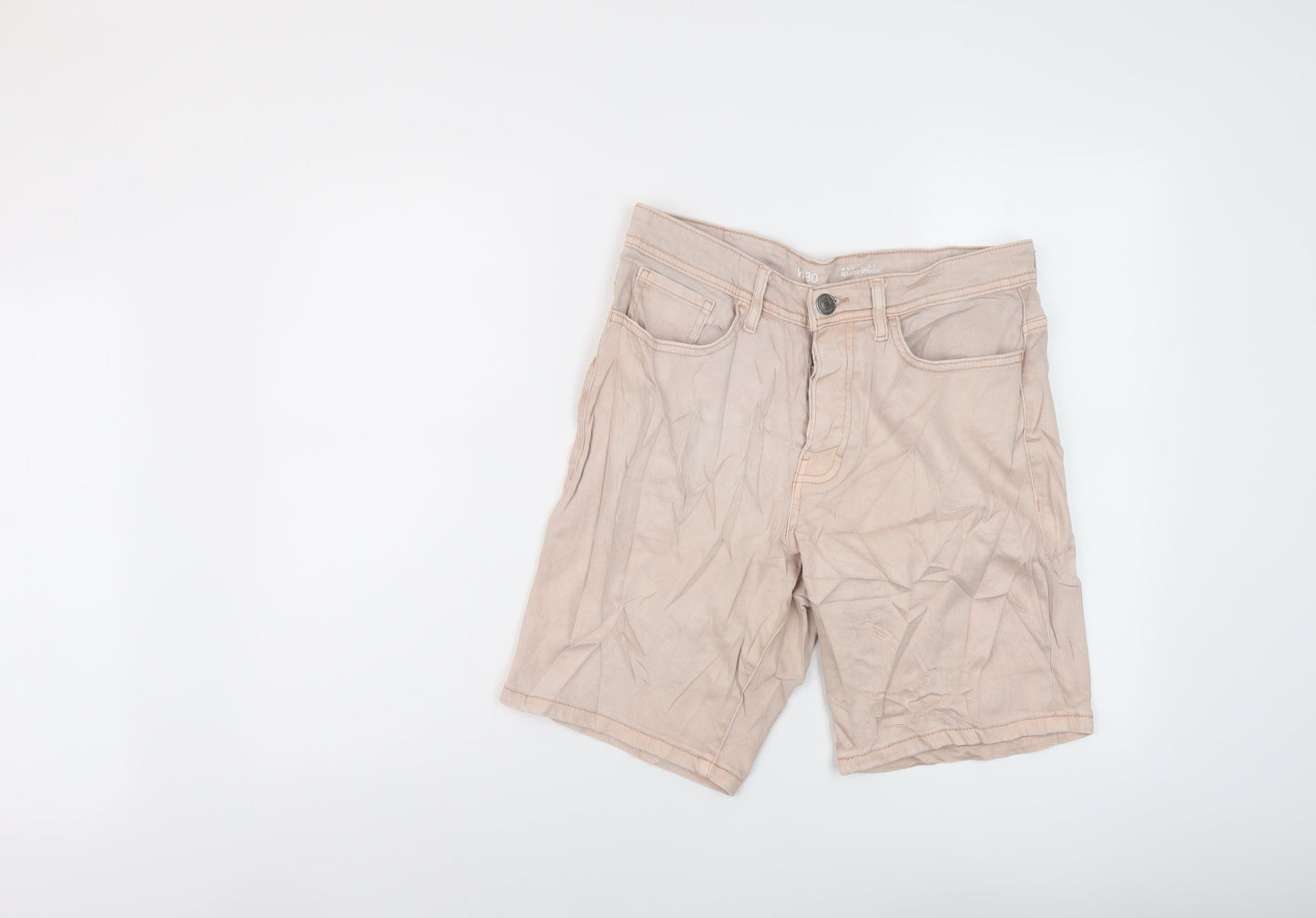 Denim & Co. Mens Pink Cotton Bermuda Shorts Size 30 in L9 in Regular Button