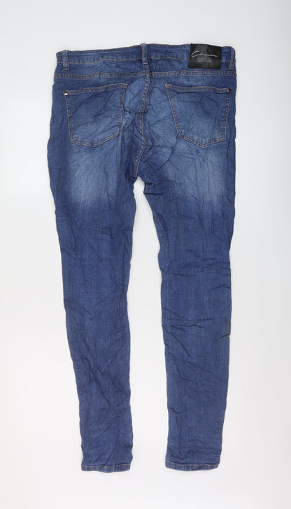 Closure Mens Blue Cotton Skinny Jeans Size 34 in L30 in Regular Button