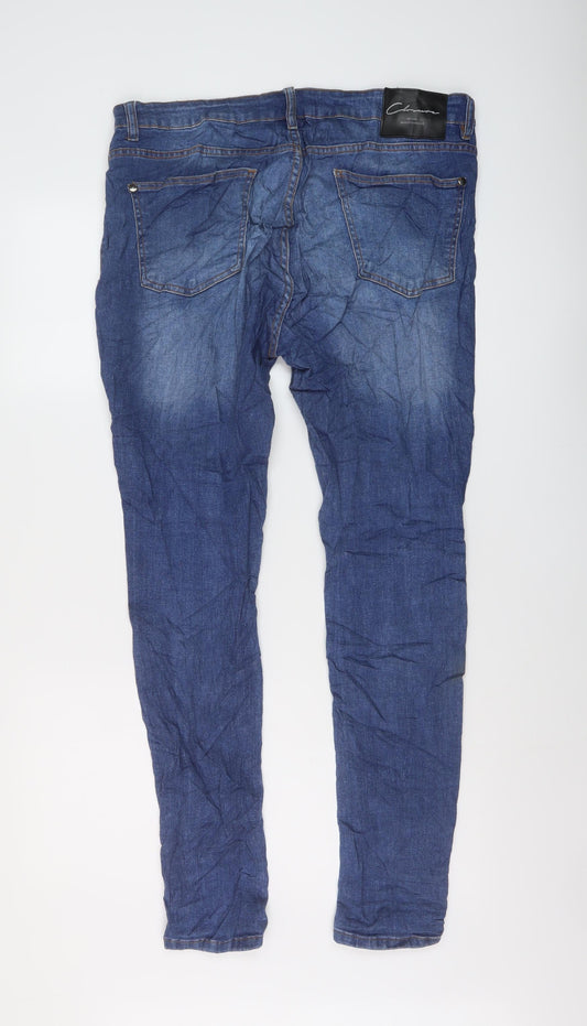 Closure Mens Blue Cotton Skinny Jeans Size 34 in L30 in Regular Button