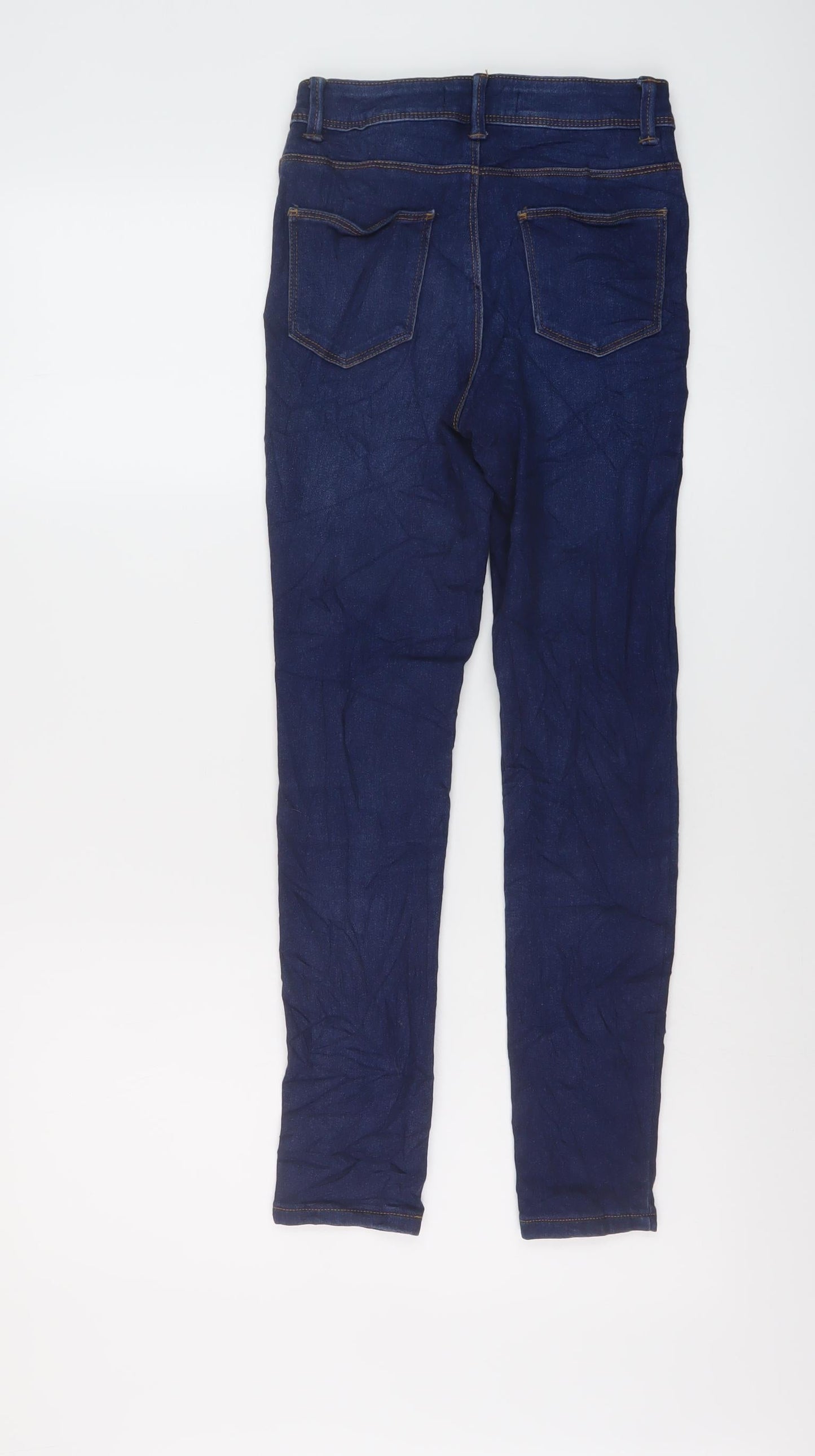 Denim & Co. Womens Blue Cotton Skinny Jeans Size 4 L25 in Regular Button