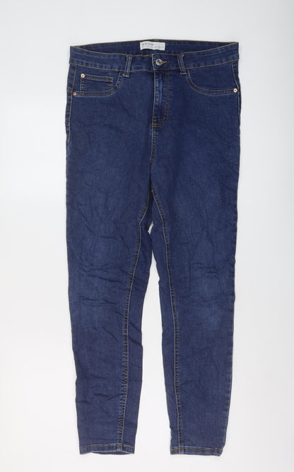 Denim & Co. Womens Blue Cotton Skinny Jeans Size 14 L27 in Regular Button