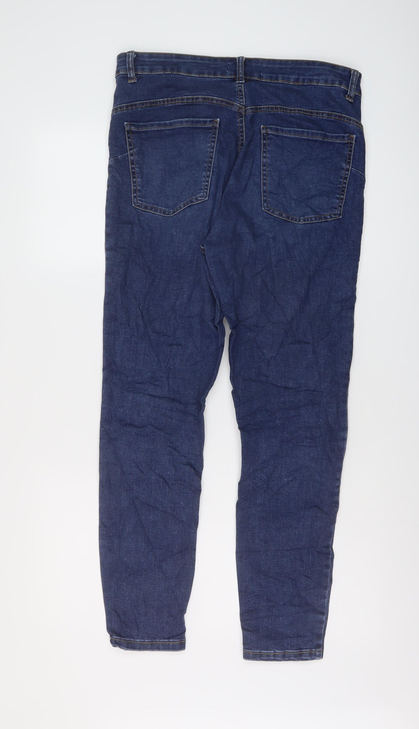 Denim & Co. Womens Blue Cotton Skinny Jeans Size 14 L27 in Regular Button
