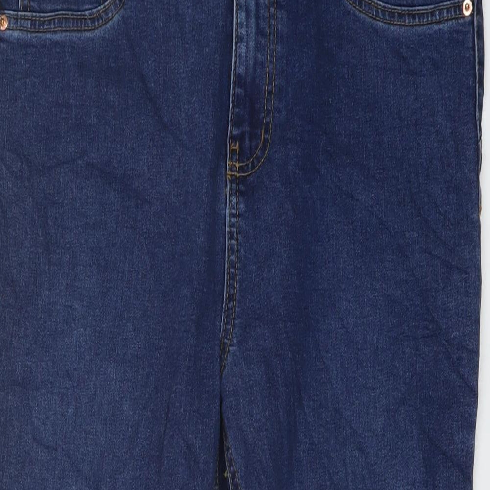 Denim & Co. Womens Blue Cotton Skinny Jeans Size 14 L27 in Regular Button