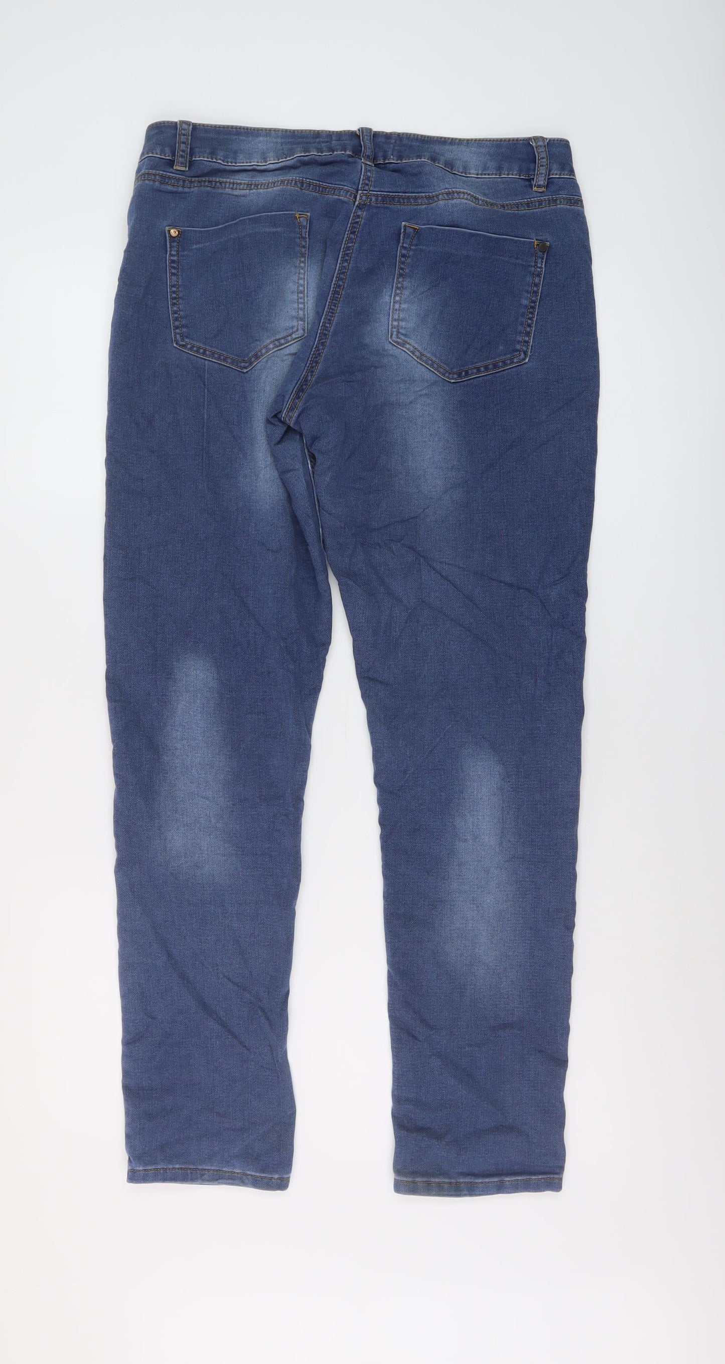 Premium Collection Womens Blue Cotton Straight Jeans Size 12 L30 in Regular Button