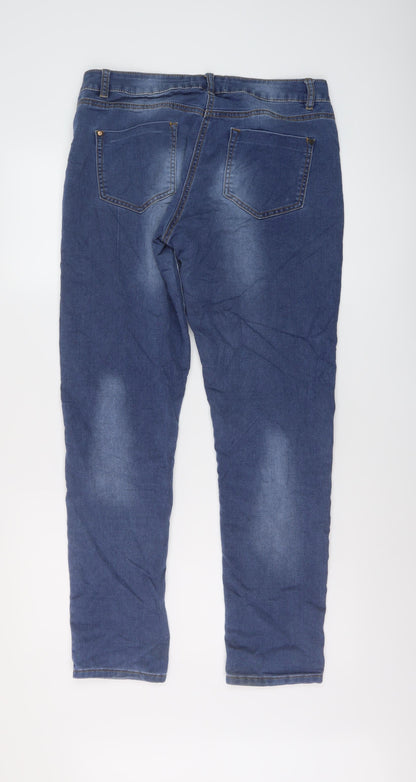 Premium Collection Womens Blue Cotton Straight Jeans Size 12 L30 in Regular Button