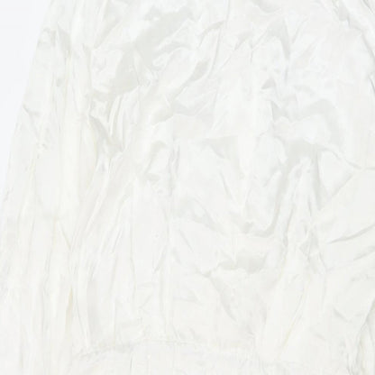 Zara Womens Ivory Polyester Shirt Dress Size S Collared Zip